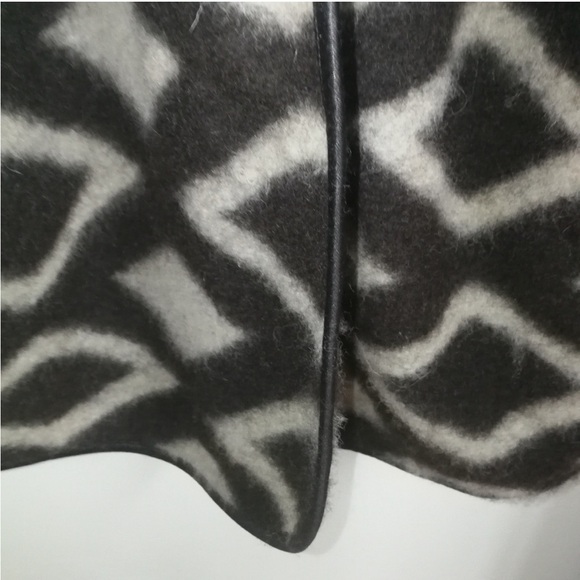 Italian Neutrals Lagenlook Oversized Boiled Wool Diamond Print Coat Size Large - Picture 2 of 8